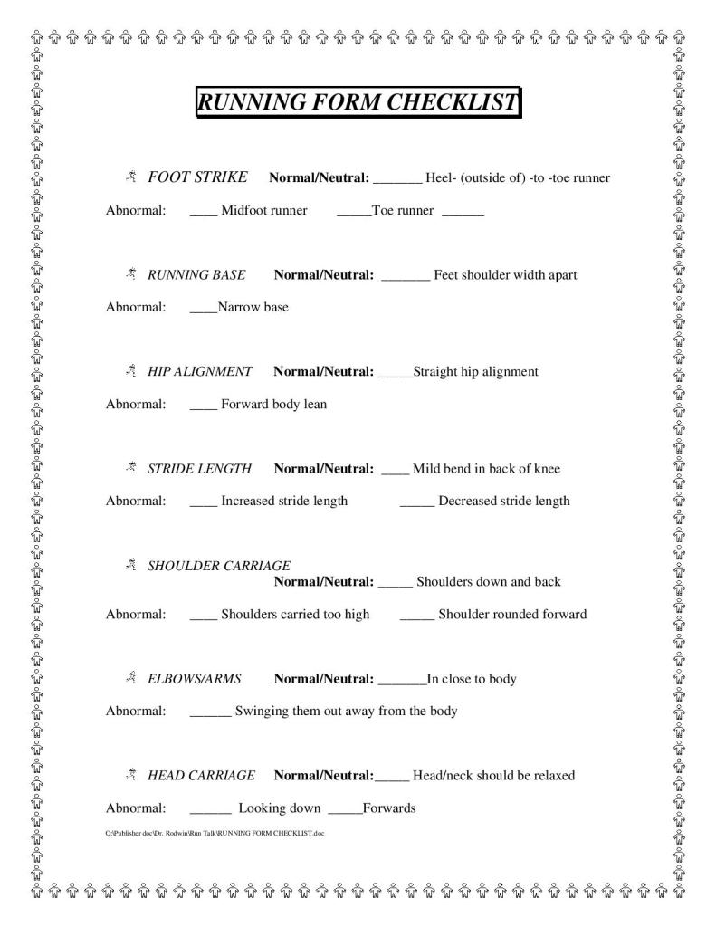 Running Form - Checklist And Video - Back To Health Wellness Centre
